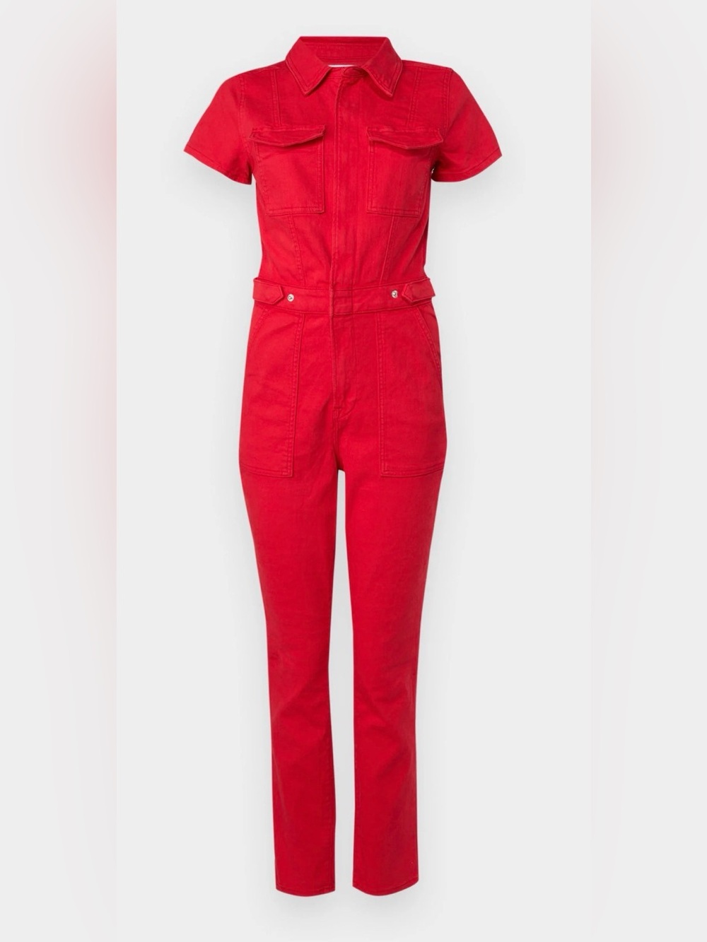 Good American Fit For Success Jumpsuit Grenadine Red Utility Denim One Piece L